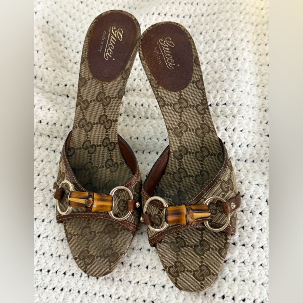 Gucci Brown Sandals with Horsebit Detail